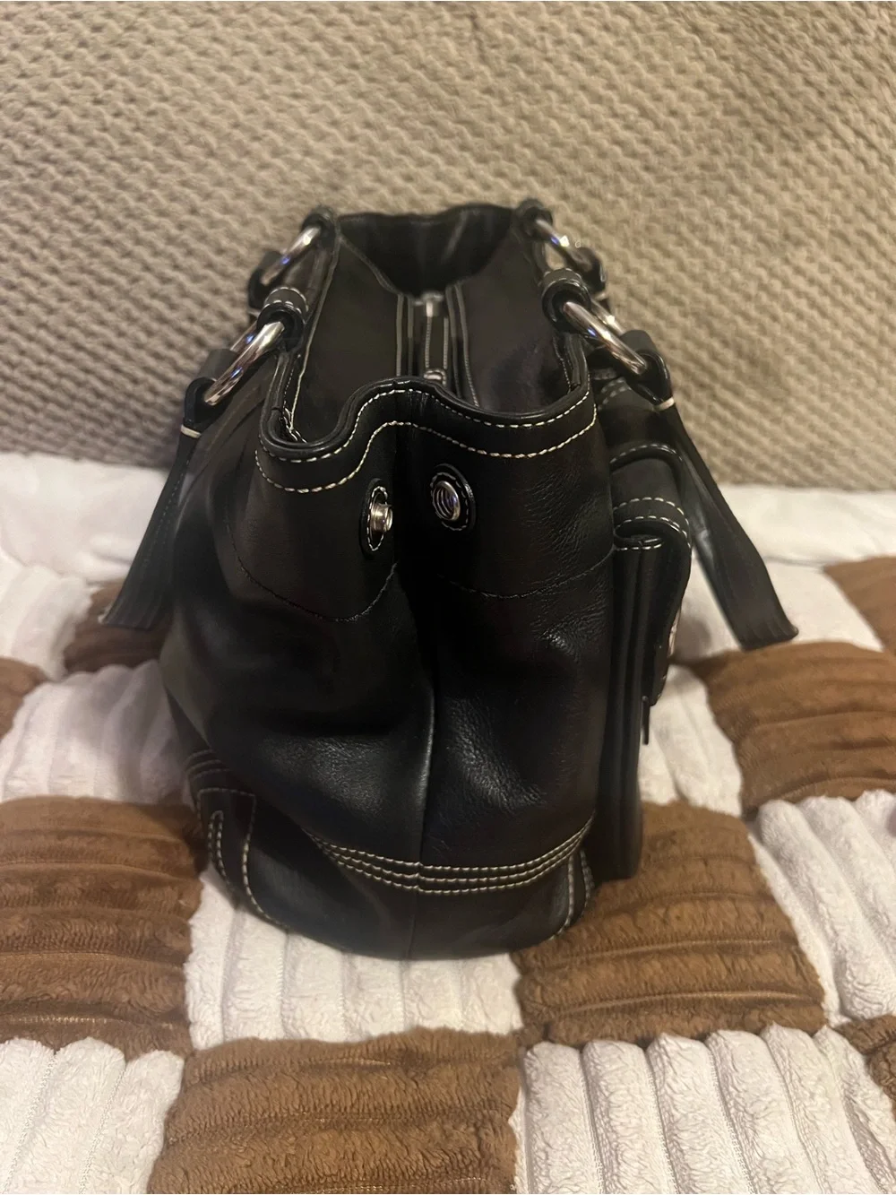 Coach Vintage Double Front Pocket Satchel in Black EUC!